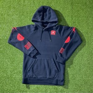 Navy Jordan Graphic Hoodie With Red Accents